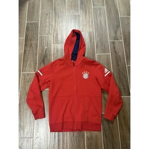 Adidas Men's Medium FC Bayern Munchen Full Zip Hoodie Warm-Up Long Sleeve Red